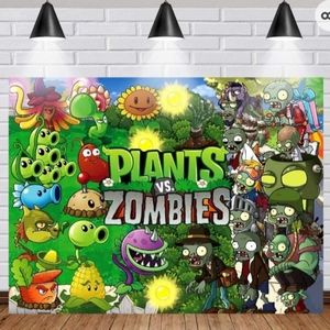 Grehge Backdrop Poster Plants VS Zombies Large Wall Birthday Party Wall Decor